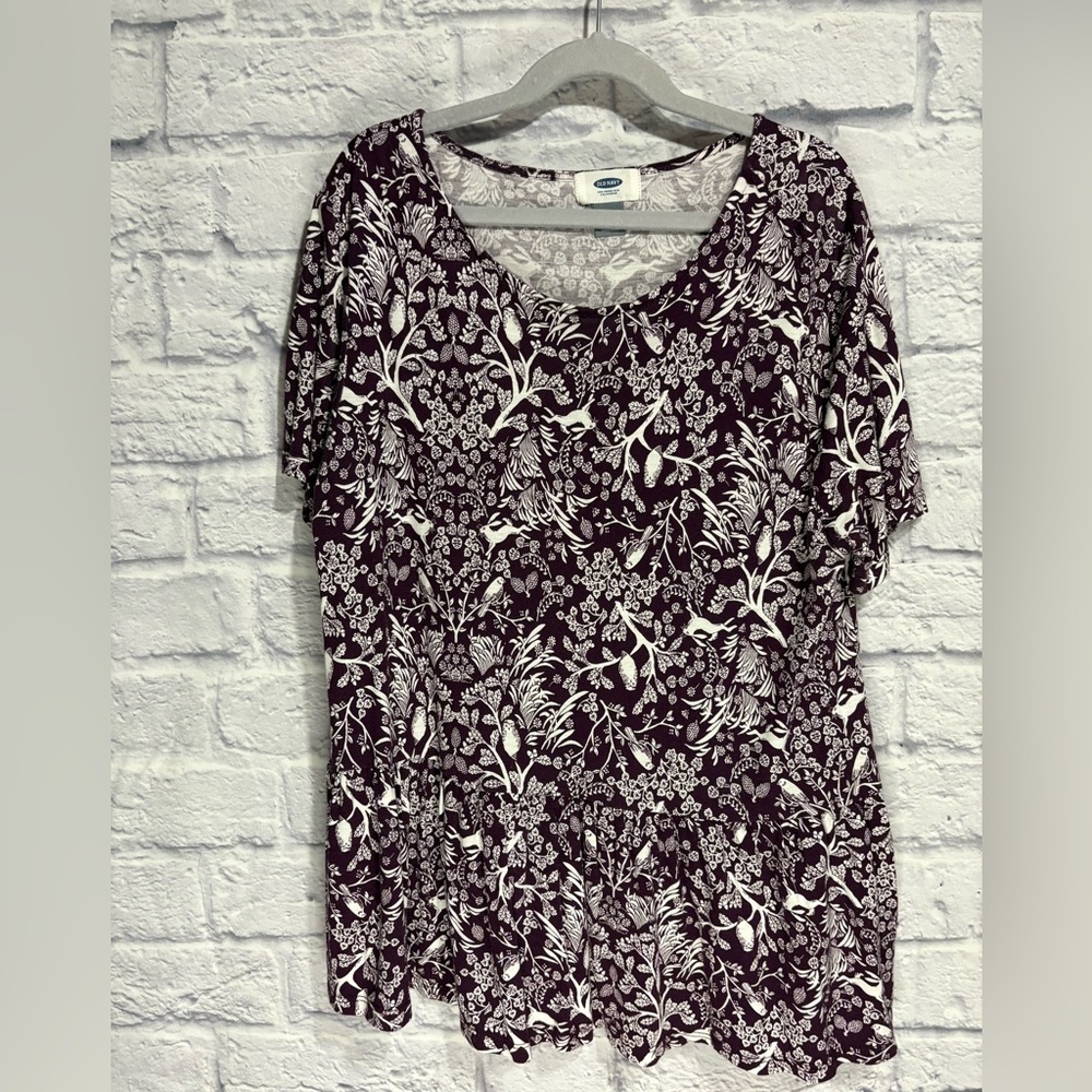 Old Navy Rabbit Forest Print Women's Top Small